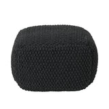 Cotton Knitted Square Dark Grey Pouf Cube - Omega Lifestyles