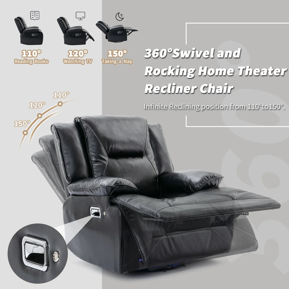 2-Seater Manual Recliner Chair With LED Light Strip - Omega Lifestyles