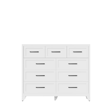 9-Drawer White Metal Tall Dresser With Smooth Drawers - Omega Lifestyles