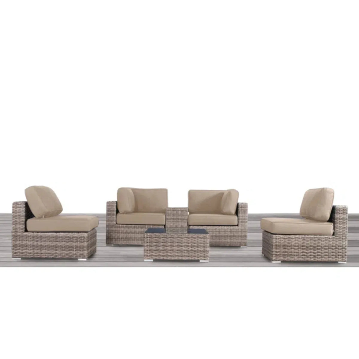 Outdoor Fully Assembled 4-Piece HDPE Wicker Seating Group - Omega Lifestyles