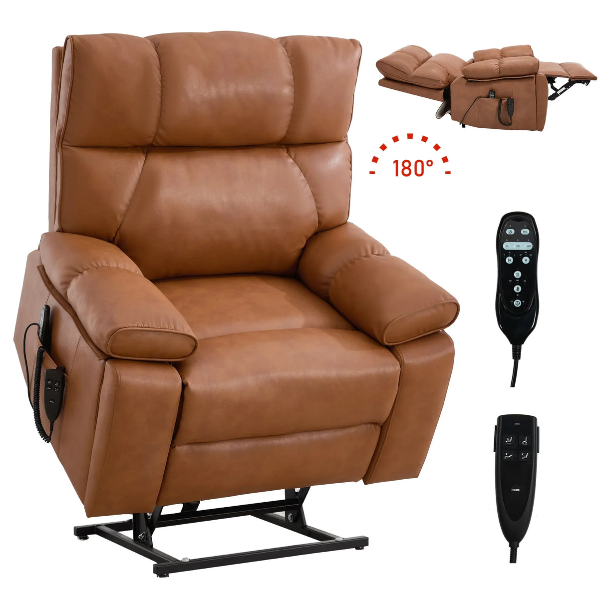 Orange Medium-Firm Faux Leather Power Lift Massage Chair - Omega Lifestyles