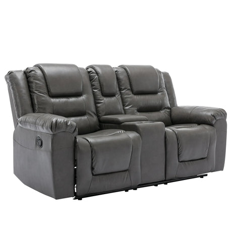 Grey Manual PU Upholstered Home Theater Recliner Chair Set - Omega Lifestyles