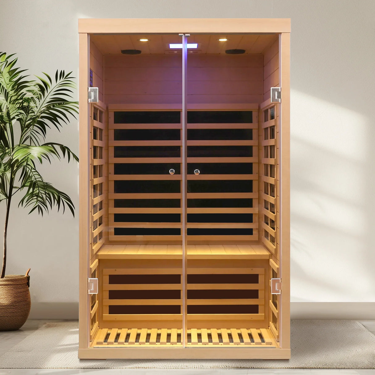 Two Person Low EMF Hemlock Double Door Far Infrared Sauna Room - Omega Lifestyles