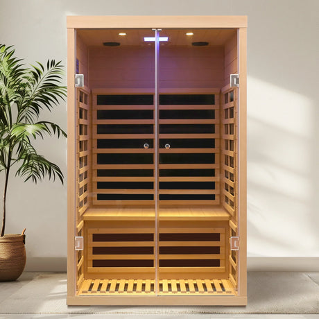Two Person Low EMF Hemlock Double Door Far Infrared Sauna Room - Omega Lifestyles
