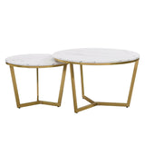 Modern Round Nesting 2-Piece White Marble Coffee Table Set - Sleep Galleria
