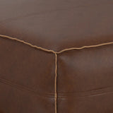 Extra Large Distressed Dark Brown Faux Leather Pouf - Omega Lifestyles