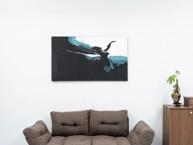 Oversized Hand-Painted Black Canvas Wall Art Painting - Omega Lifestyles