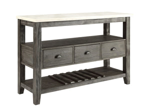 Gray Oak Marble Top Storage Server With Drawers - Omega Lifestyles