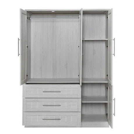 Classic White Solid Wood 4 Door Wardrobe With Drawers - Omega Lifestyles