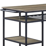 Rustic Oak Black Metal Frame Kitchen Island - Omega Lifestyles