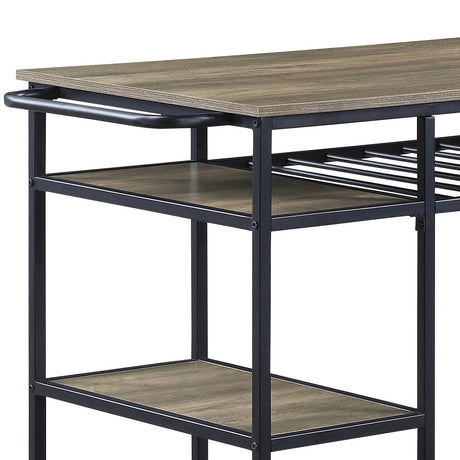 Rustic Oak Black Metal Frame Kitchen Island - Omega Lifestyles