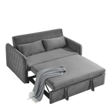 Velvet Convertible Pull-Out Sofa Bed With Pillows - Omega Lifestyles