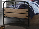 Twin Panel Bed Metal Frame With Oak Wooden Slats - Omega Lifestyles
