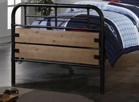 Twin Panel Bed Metal Frame With Oak Wooden Slats - Omega Lifestyles