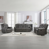 Grey Manual PU Upholstered Home Theater Recliner Chair Set - Omega Lifestyles