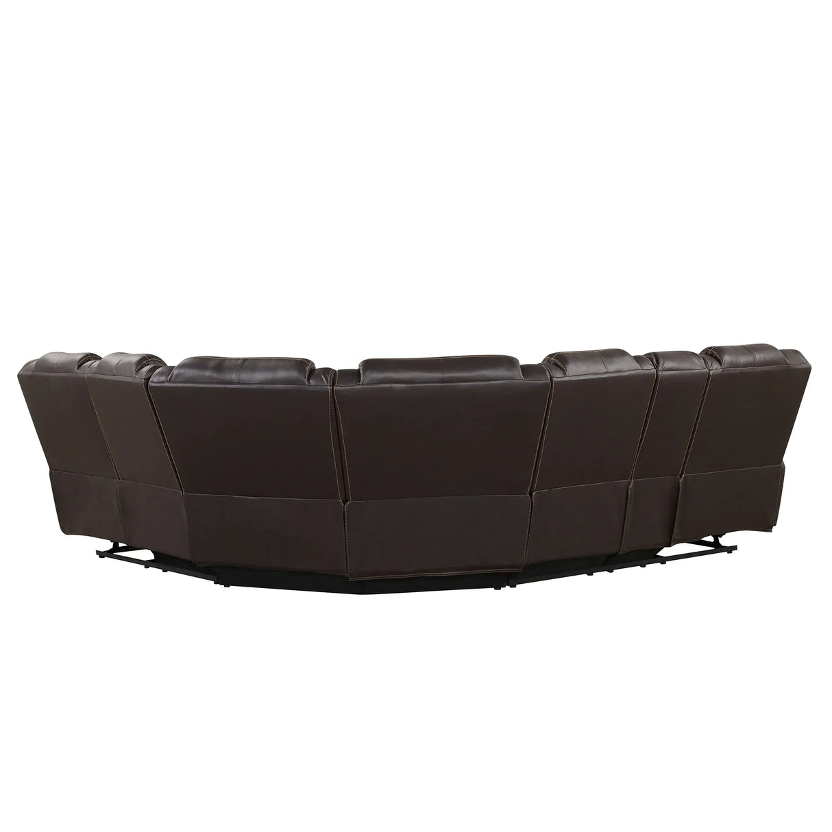 Modern Brown PU Leather Manual Reclining Sectional Sofa - Omega Lifestyles