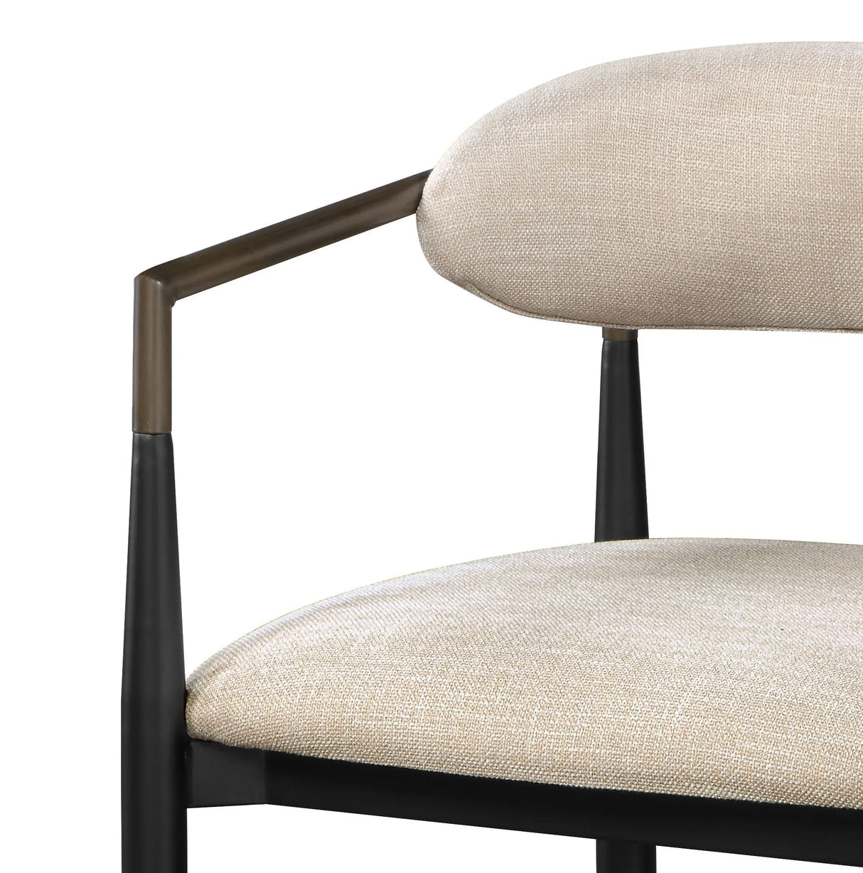 Set of 2 Beige Linen Upholstered Metal Frame Side Chairs - Omega Lifestyles
