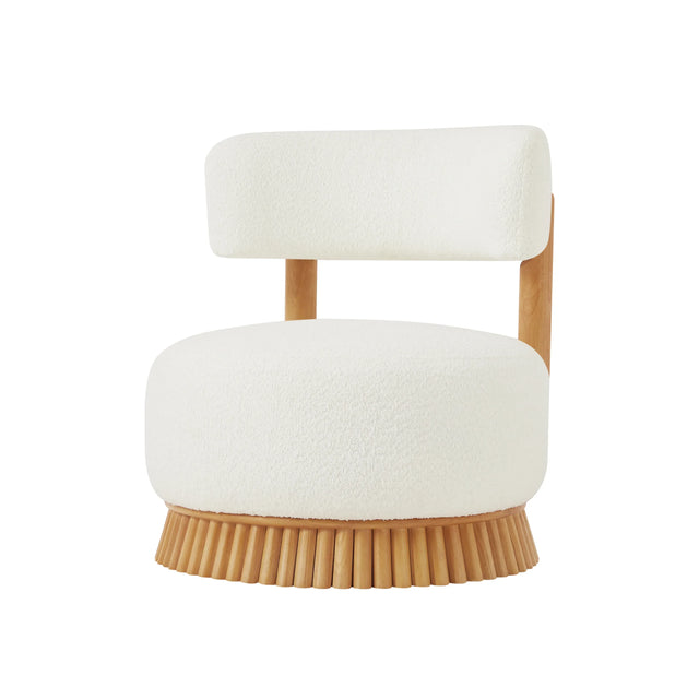 Modern Farmhouse Beige Bouclé Upholstered Accent Chair - Omega Lifestyles