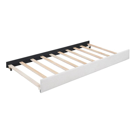 Upholstered Twin Daybed With Linen Fabric Trundle - Omega Lifestyles