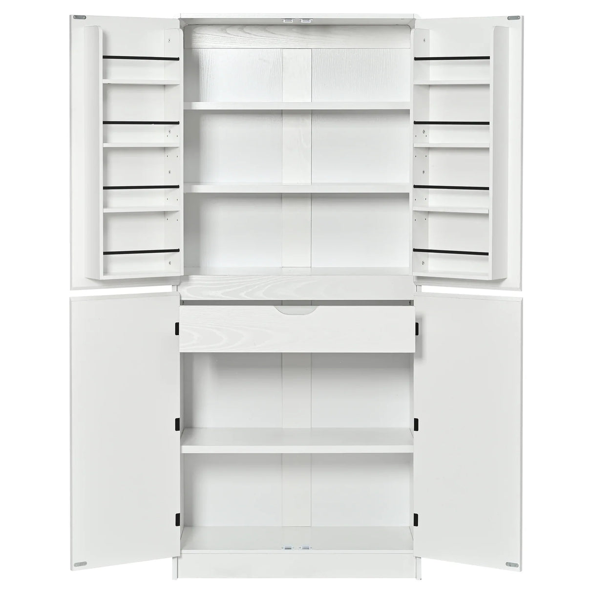 Modern Curved Design Kitchen Pantry Cabinet With Drawer - Omega Lifestyles