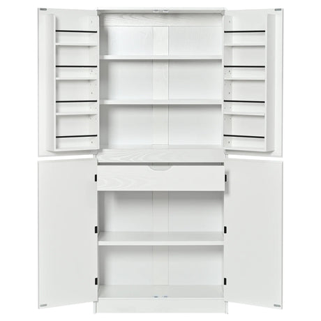 Modern Curved Design Kitchen Pantry Cabinet With Drawer - Omega Lifestyles