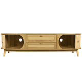 Rattan Solid Wood TV Stand With Storage Drawers - Sleep Galleria