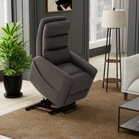 Grey Faux Leather Power Lift Recliner Chair With USB Charging - Omega Lifestyles