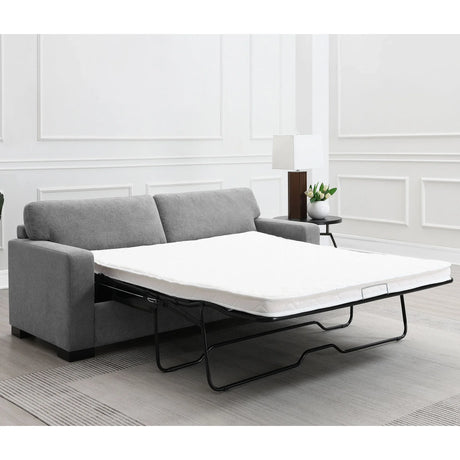Grey Upholstered Contemporary Track-Arm Sleeper Sofa - Omega Lifestyles