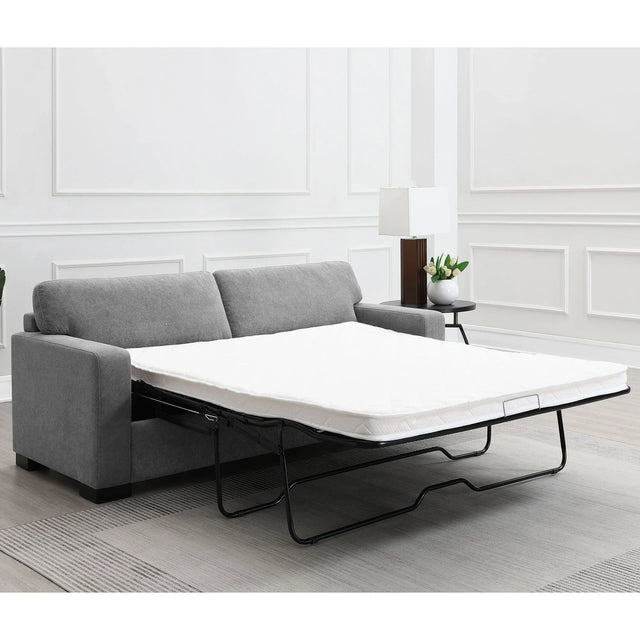 Grey Upholstered Contemporary Track-Arm Sleeper Sofa - Omega Lifestyles