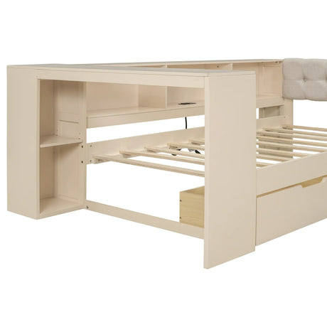 Twin Wood Platform Bed With Storage Drawers And Charging Station - Omega Lifestyles