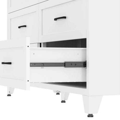 9-Drawer White Metal Tall Dresser With Smooth Drawers - Omega Lifestyles