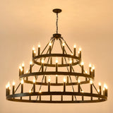 Farmhouse Wagon Wheel 36-Light Matte Black Chandelier - Omega Lifestyles
