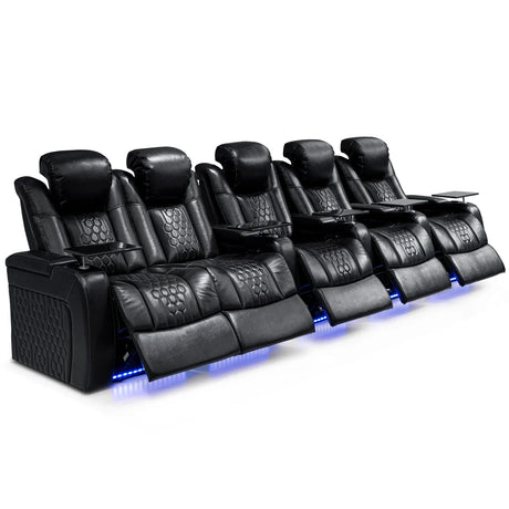 Top-Grain Nappa Genuine Leather Power Recliner With LED Lighting - Omega Lifestyles