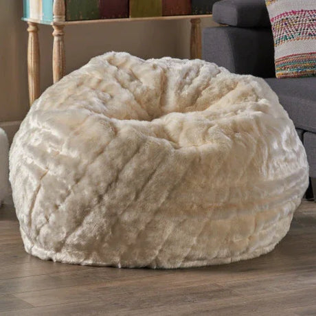 White Faux Fur 3-Foot Cozy Bean Bag Chair - Omega Lifestyles