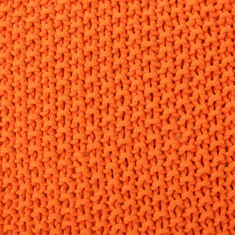 Knitted Cotton Square Orange Pouf Seat - Omega Lifestyles