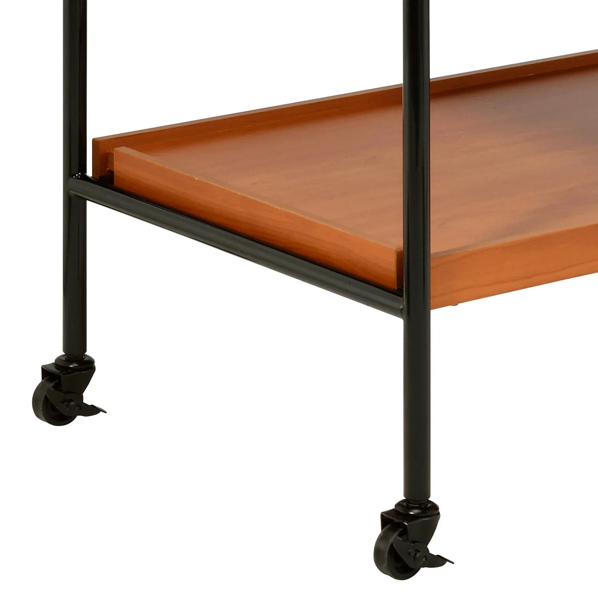 Oaken Black And Oak Finish Metal Serving Cart - Omega Lifestyles