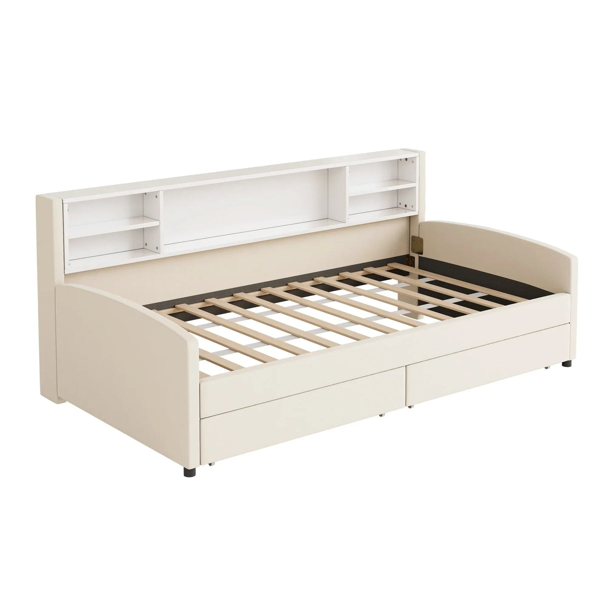 Twin Velvet Upholstered Platform Bed With Storage Drawers - Omega Lifestyles