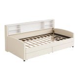 Twin Velvet Upholstered Platform Bed With Storage Drawers - Omega Lifestyles