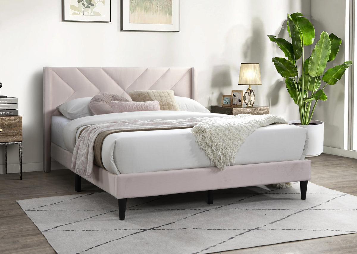 Full Velvet Upholstered Modern Full Size Bed Frame