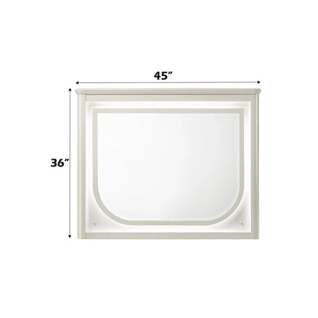 LED Modern White Beveled Mirror With Illumination - Omega Lifestyles