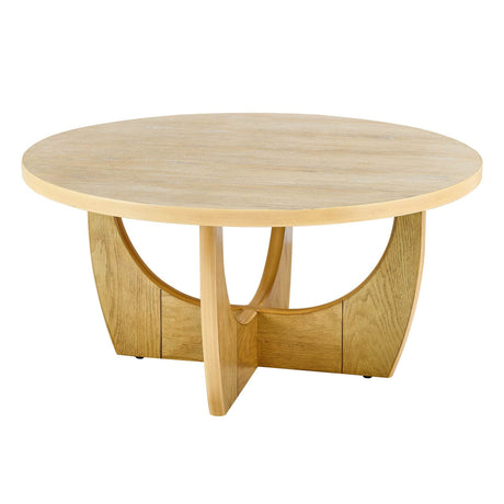 Mid Century Modern 36-Inch Round Oak Coffee Table - Sleep Galleria