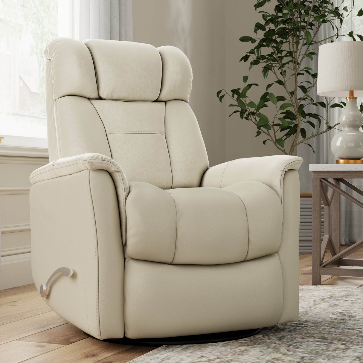 Swivel Glider Recliner With Manual Adjustable Headrest Footrest