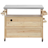 Farmhouse Solid Fir Wood Outdoor Kitchen Island Cart - Omega Lifestyles