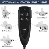 Beige Chenille Power Lift Recliner Chair With Massage Heating - Omega Lifestyles