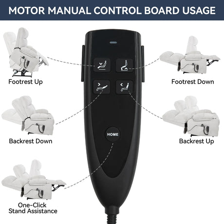 Beige Chenille Power Lift Recliner Chair With Massage Heating - Omega Lifestyles