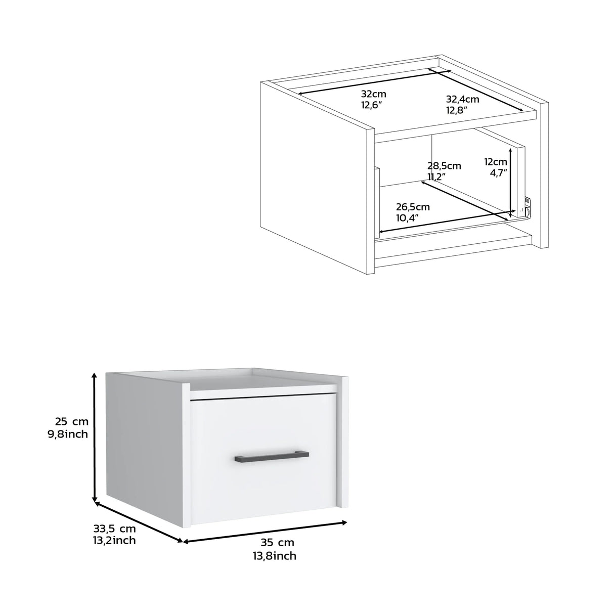 Floating Wall-Mounted Nightstand With Drawer Storage - Omega Lifestyles