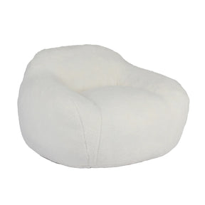 Spacious Off White Teddy Fabric Memory Foam Bean Bag Chair - Omega Lifestyles