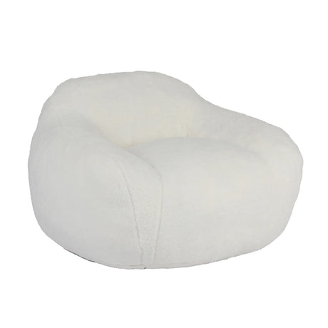 Spacious Off White Teddy Fabric Memory Foam Bean Bag Chair - Omega Lifestyles