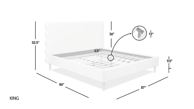 Modern Wavy Velvet Upholstered King Bed Frame - Omega Lifestyles