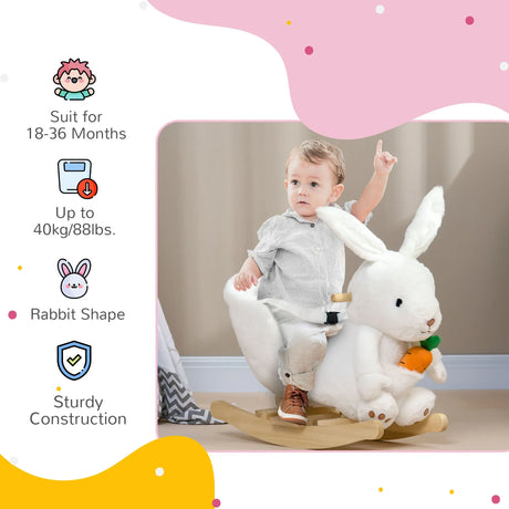 Rabbit Ride-On Rocking Horse With Sounds And Pedals - Omega Lifestyles
